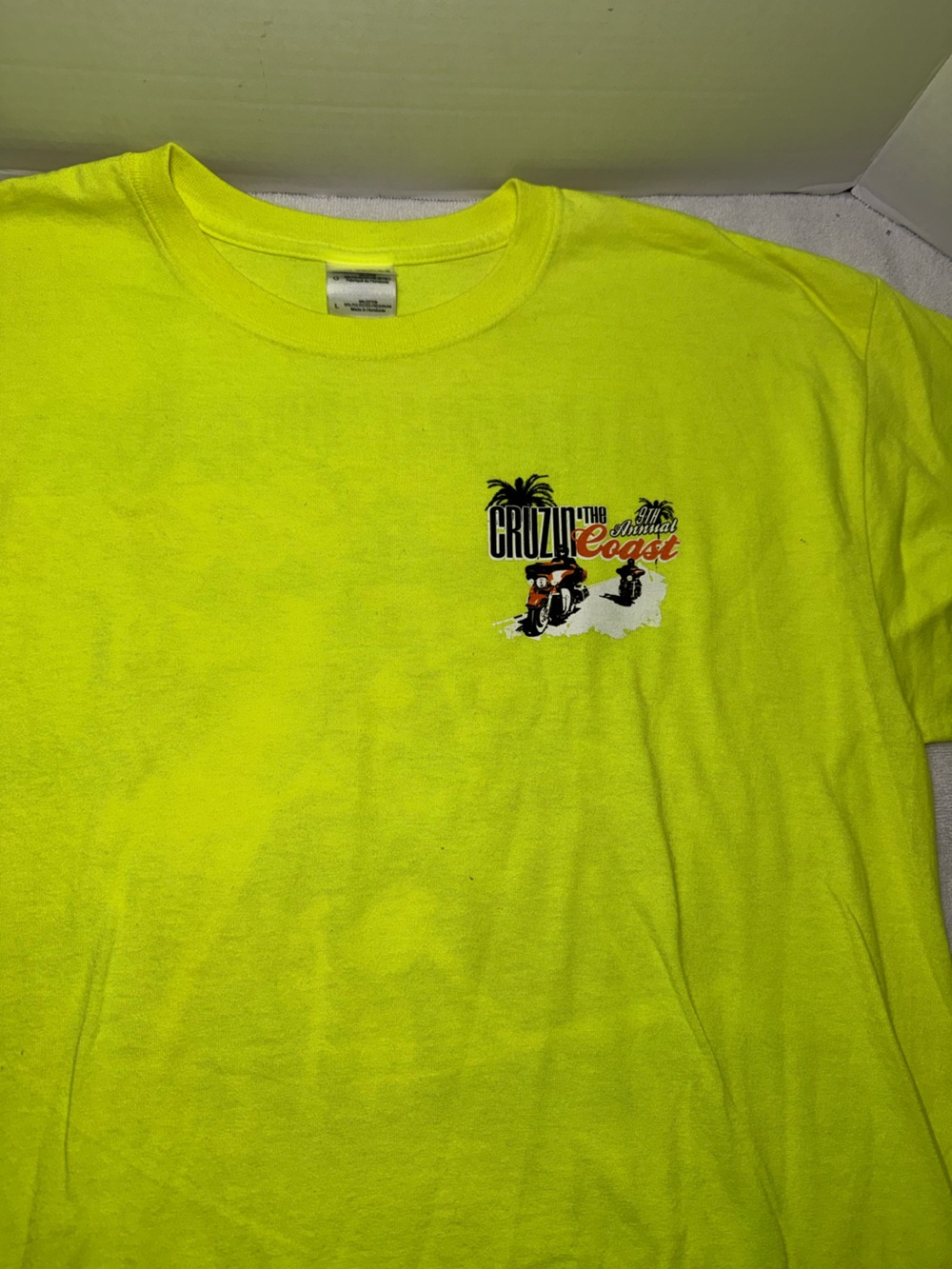Harley-Davidson Neon Yellow Short Sleeve Tee with Motorcycle Chest Graphic